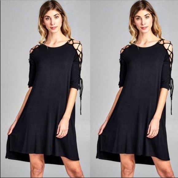 Tee Shirt LBD with Cut-Out Sleeves Small - Picture 2 of 6